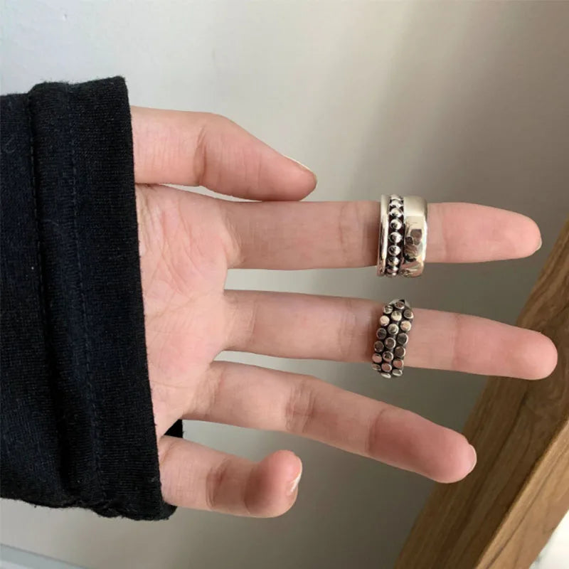 VENTFILLE 925 Sterling Silver Geometric Multilayer Round Bead Ring Female Fashion Punk Temperament Prevent - Visuel 3 | SAMAG
