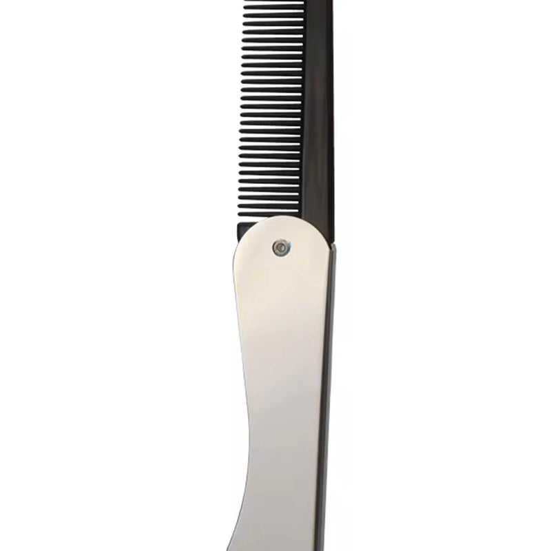 1pc Foldable Anti Static Pocket Steel Comb Men's Oil Head Portable Beard Comb Foldable Styling Tool Special for real hair wigs
