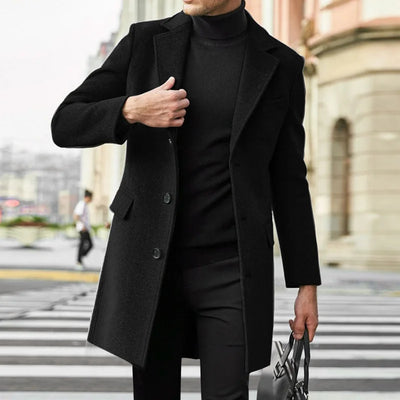 Autumn Winter Men's Casual Wool Coat British Style Long | SAMAG