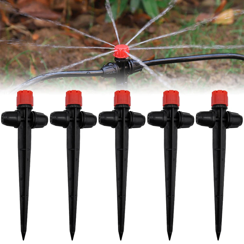 Garden Drip Irrigation 1/ 4'' Spiked Sprinkler Automatic Watering System Kit for Bonsai Pot Plant Flower Vegetable Greenhouse