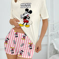 Women's Disney Mickey cartoon printed short sleeved | SAMAG