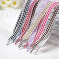 Gingham Ribbon Shoelaces Wave Edge Plaid Flat Shoe Laces Decorative Replacement Laces For Sneakers Casual Shoes