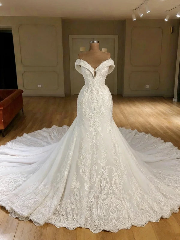 Custom New White Mermaid Big Skirt Wedding Dress - View 2 | SAMAG