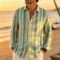 Men's long sleeved shirt mixed color vertical stripe | SAMAG