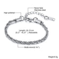 Hip Hop Men's Stainless Steel Rope Chain Bracelets,2/3/4/5mm Gold Color Adjustable Twisted Chain Wristband,Punk Casual Jewelry
