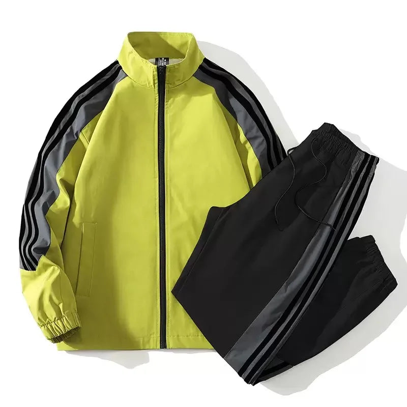 Autumn and Spring New Fashion Trend Outdoor Sports Jacket Set Men's Casual Loose Plus Size Two - piece - View 6 | SAMAG