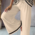 Missuoo Women's Loose Geometric Print V Neck Batwing Sleeve Top & Wide Leg Pants Set 2026 Summer Casual Loose 2 Piece Outfit