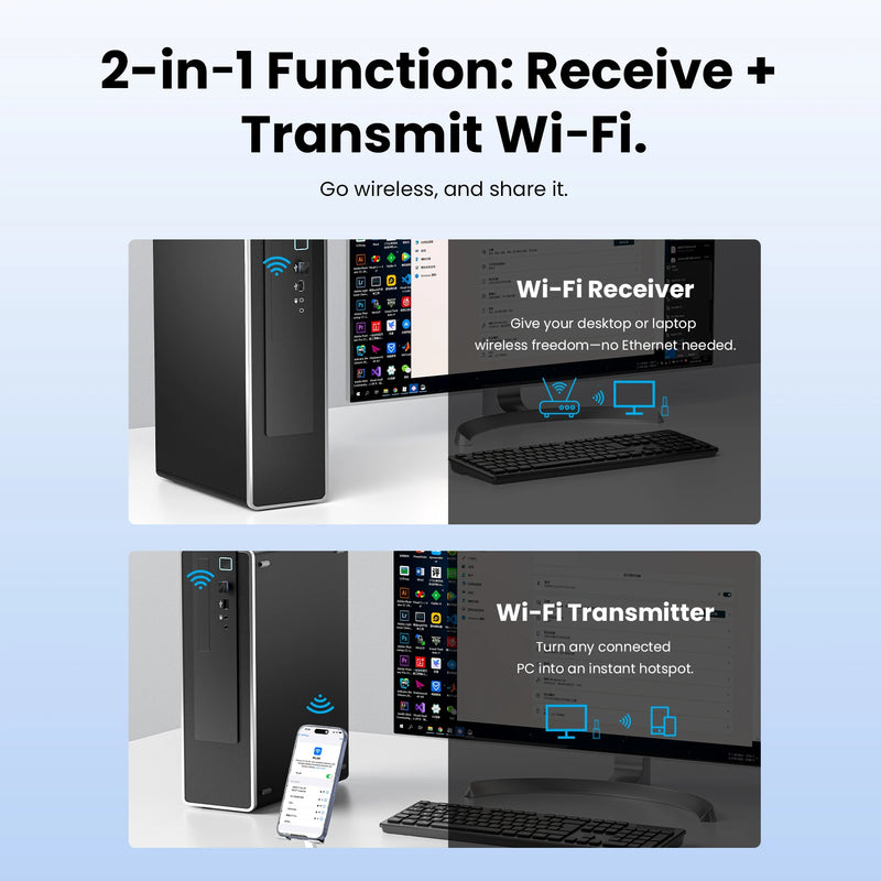 Vention WiFi 6 Adapter AX900 Wireless Network Card 5G/2.4Hz USB Dongle Antenna for Win PC Laptop 7 - 11 - Visuel 6 | SAMAG