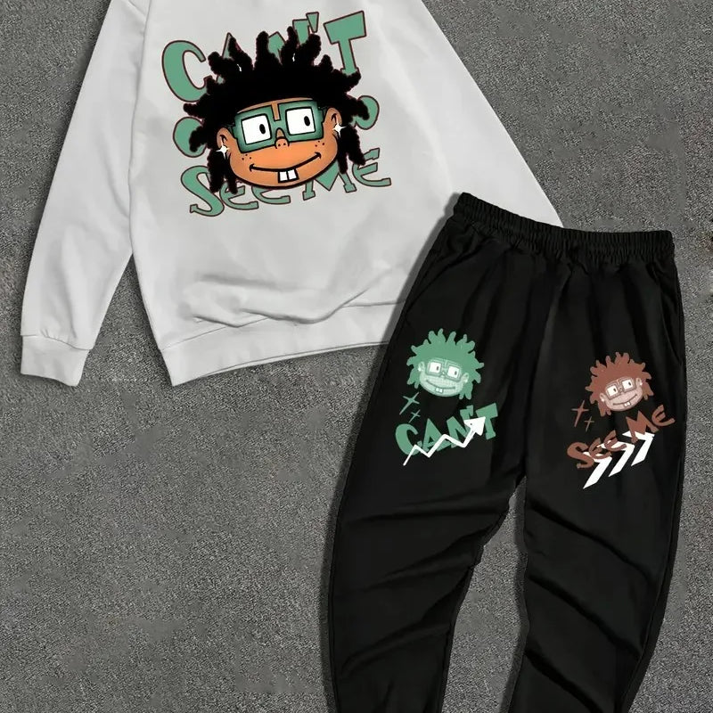 The new men's round - neck sweatshirt set for Spring and Autumn features a casual and comfortable 3D pattern - View 4 | SAMAG