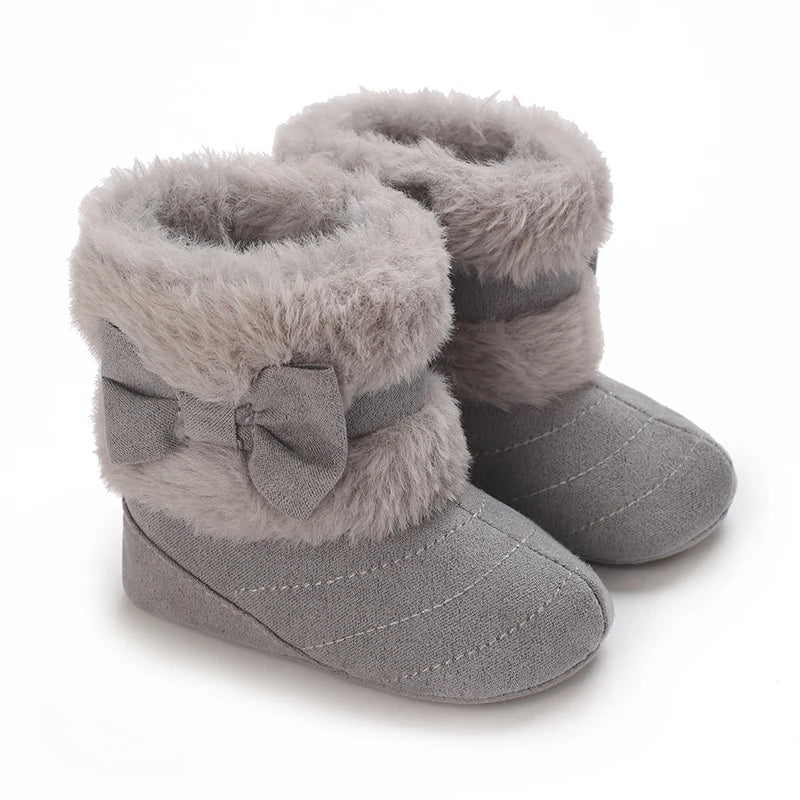 Winter Rubber Sole Baby Girls Boots Cute Bow Warm Plush - View 9 | SAMAG