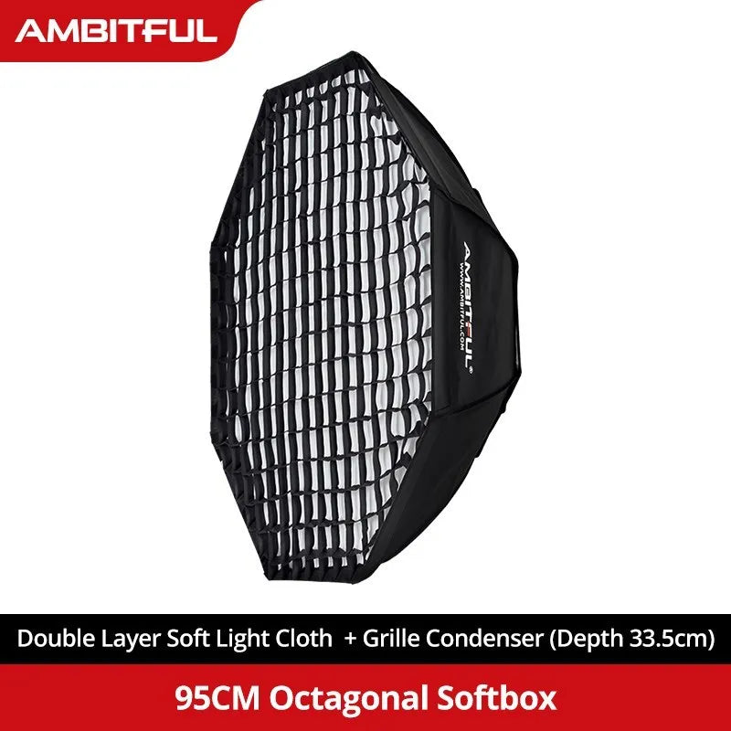 AMBITFUL 60x90cm 22x90cm 30x120cm 35x160cm 95cm Rectangular Octagonal Honeycomb Grid Softbox for Bowens Studio Flash Softbox
