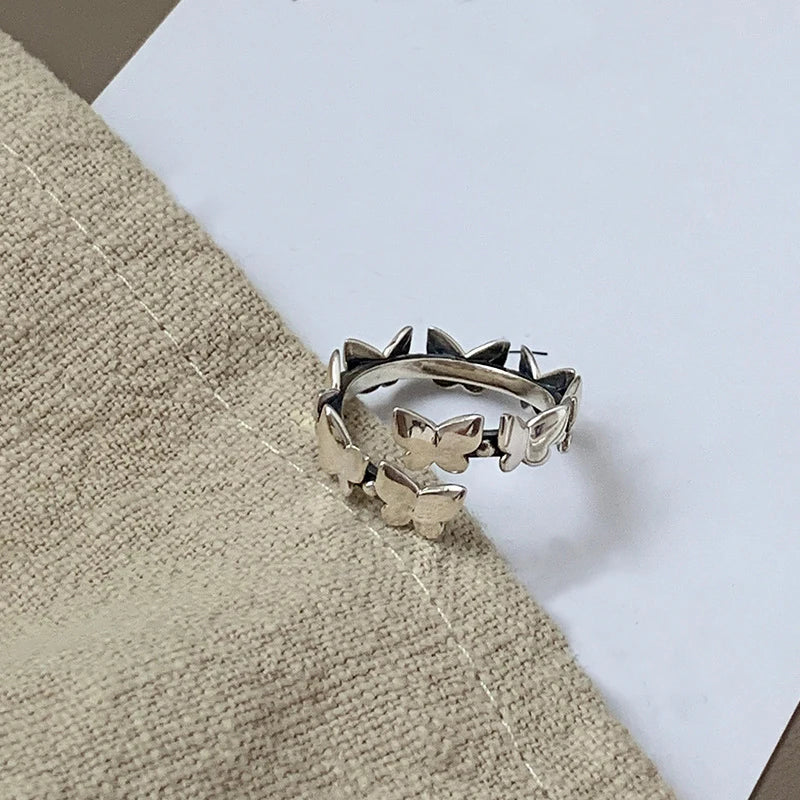 VENTFILLE 925 Sterling Silver Ring for Women Girl Gift Retro Open Trend Unique Design Geometric Asymmetric Jewelry Dropship