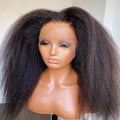 Soft Yaki Natural Black Long Glueless 24Inch Kinky Straight Lace Front Wig For Women With Baby Hair Synthetic Preplucked Daily