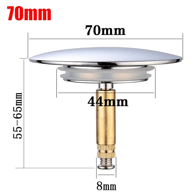 1Pcs New Pop Up Waste Stopper Bathtub Plug Only Flat Seal Brass Bath Stopper 70mm Adjustable Bathroom Tub Drain Filter