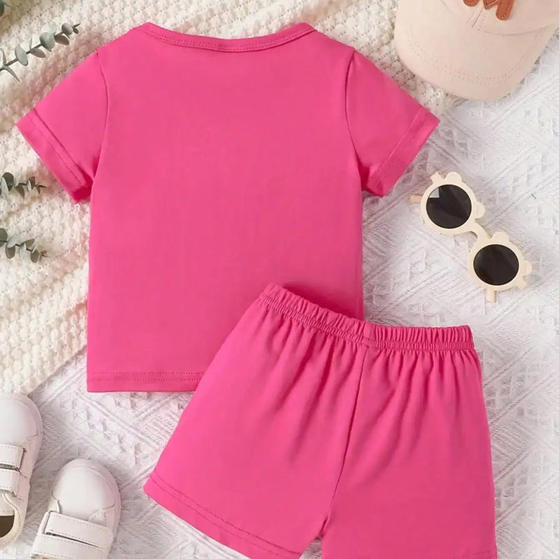 Girls' Love Letter Printed Two Piece Set Round Neck Short - View 2 | SAMAG