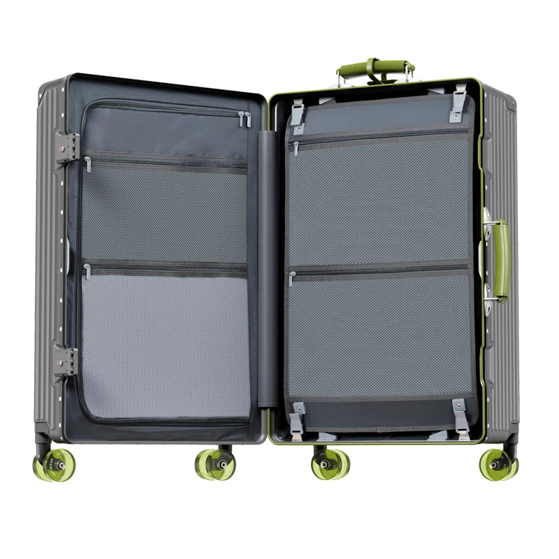 BunnyFly Suitcase Wide Handle Travel Suitcase Men 20 24  Carry-On Luggage Women PC Aluminum Frame Trolley Case
