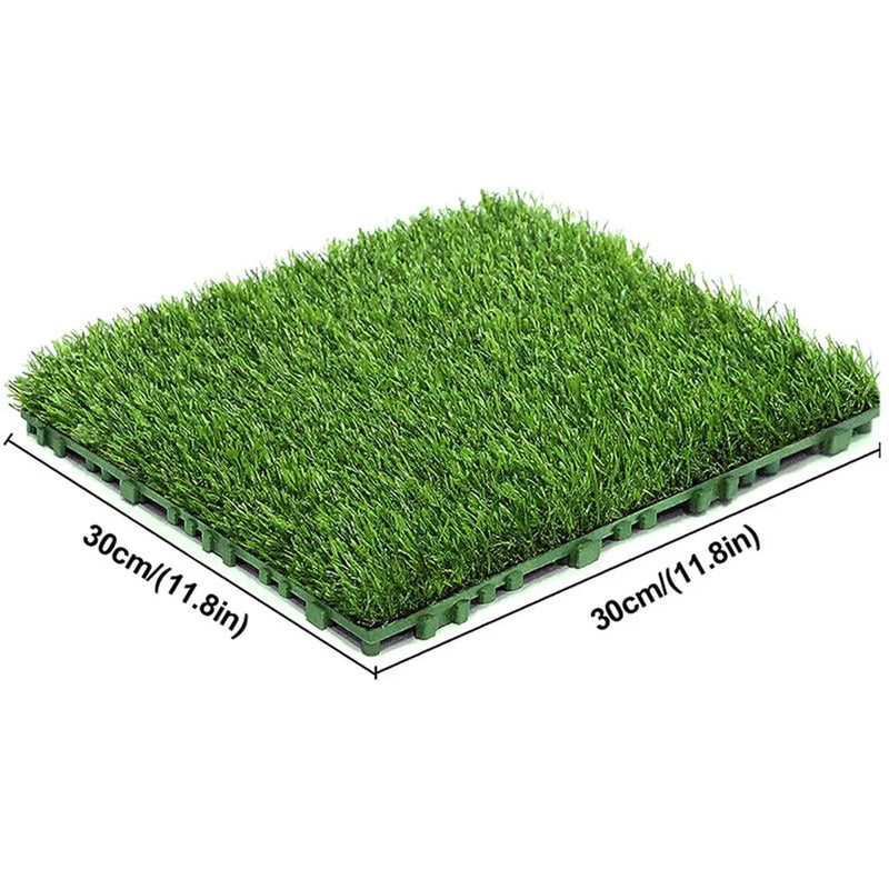 10 Pcs 12 Inchx12 Inch Grass Flooring Tiles Green Interlocking Grass Deck Tiles Turf Mat Grass Rug for Garden Lawn Patio Balcony