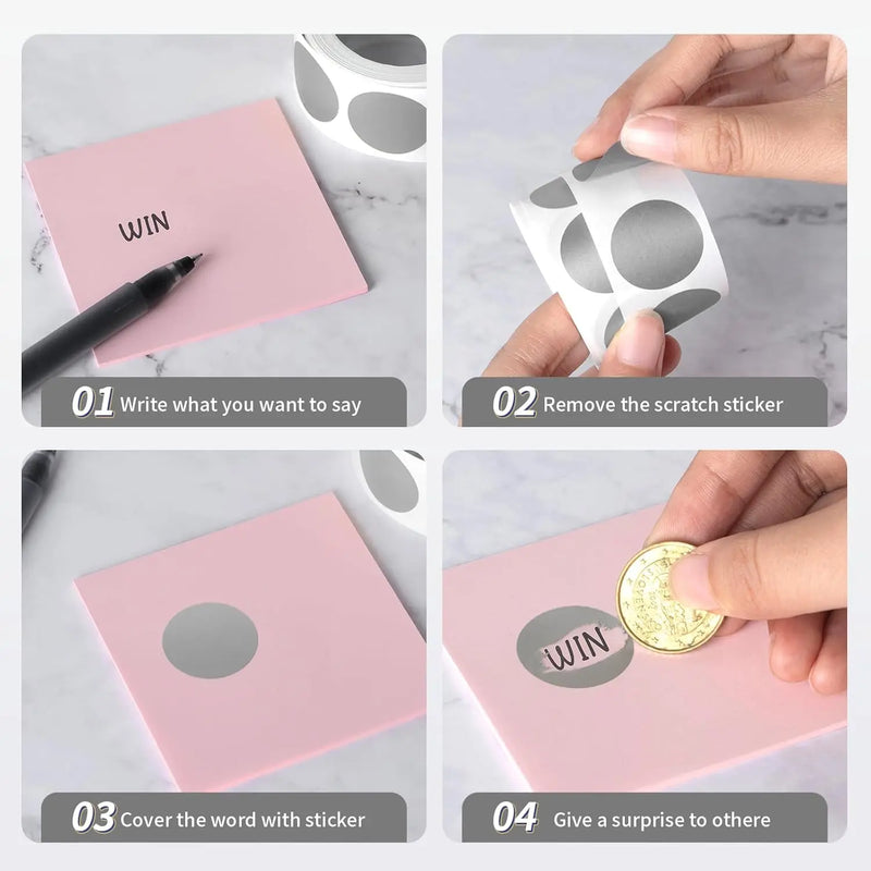 300pcs Scratch Off Sticker Round Labels 1 inch Self Adhesive Peel Stick DIY Labels for Kids Party Reward Gift Game Raffle Ticket