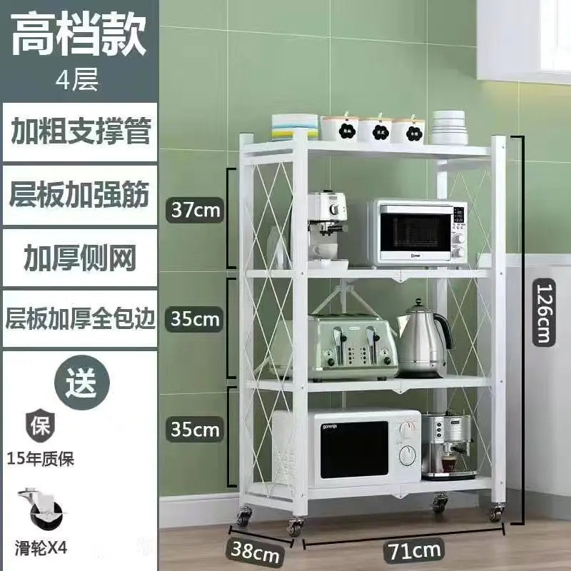 Tool - Free Foldable Microwave Storage Shelving, Removable Multi - Layer Kitchen Organizer Rack for Counter - View 7 | SAMAG