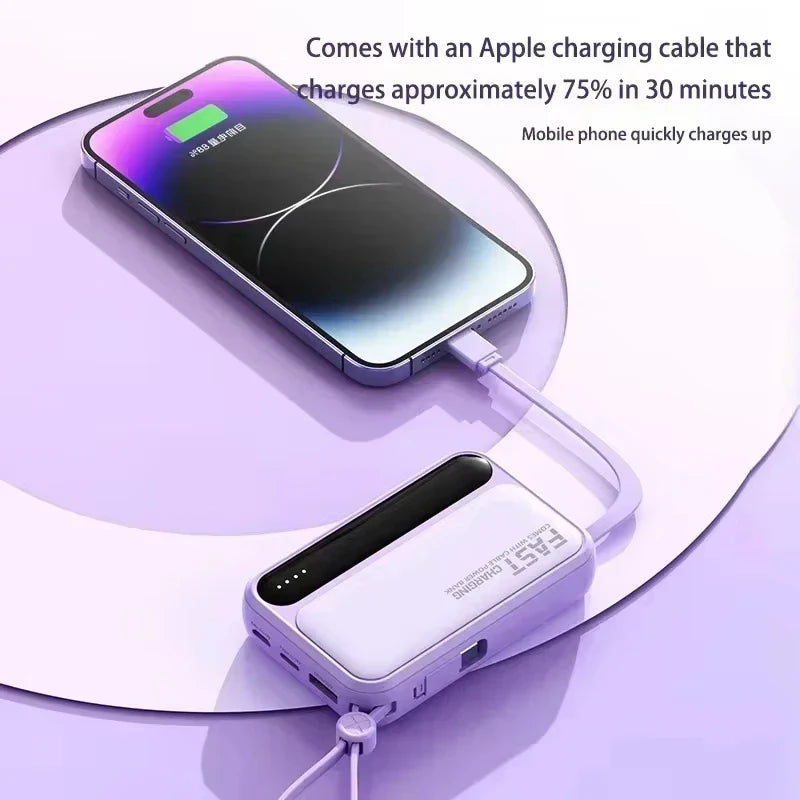 VIVO 500000mAh 120W Power Bank High Capacity 4 In1 Cables Intelligent Digital Display Light Portable Powerbank For iPhone Huawei