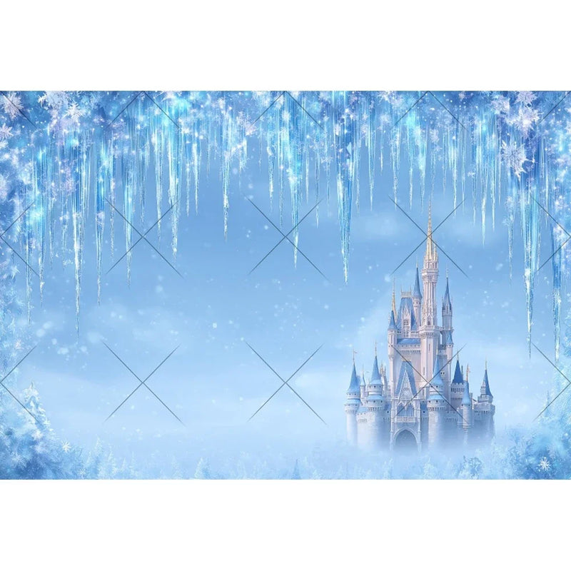 Ice Castle Girls Princess Birthday Party Decor Photography Backdrop Blue Curtains Photozone Background Photo Studio Shoots Props