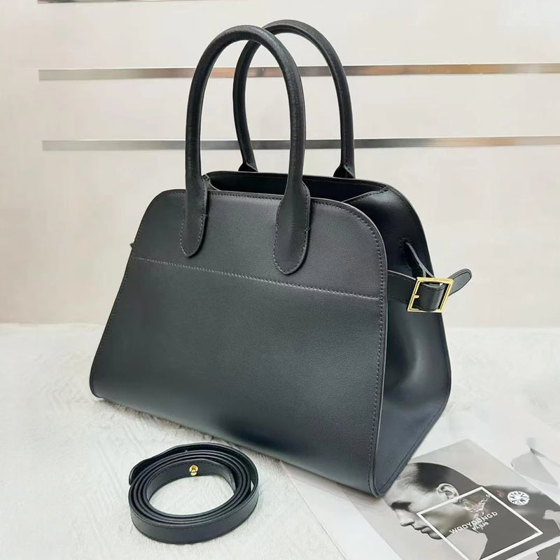Women Genuine Leather Boston Bag Large Capacity Tote Handbag Soft Cowhide Vintage Shoulder Crossbody Fashion Top Handle Purse 32