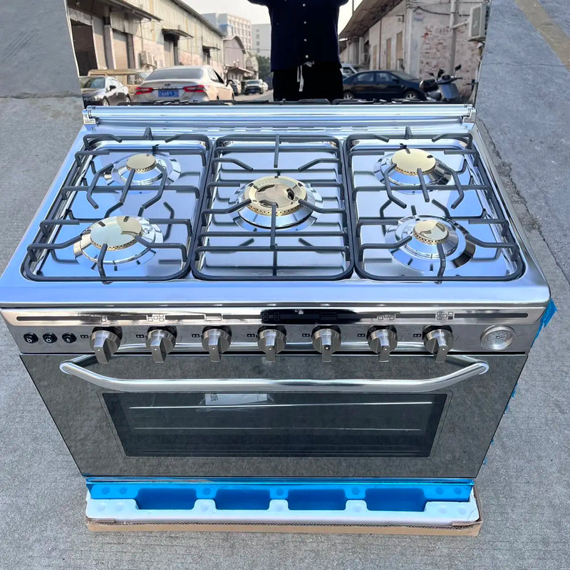 Stainless Steel Gas burner Oven Combo 4 5 6 Heads Gas Stove Gas Furnace Household Freestanding Cooker