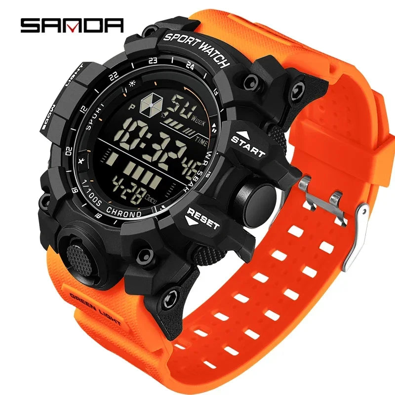 SANDA 6229 Men Outdoor Sports Watch Waterproof Analog Digital Show Multifunction Big Dial Electronic Wristwatch style Male Cloc