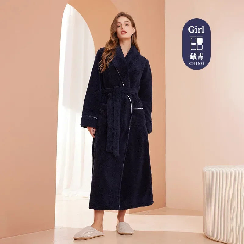 Fashionable double-sided thick plush nightgown women | SAMAG
