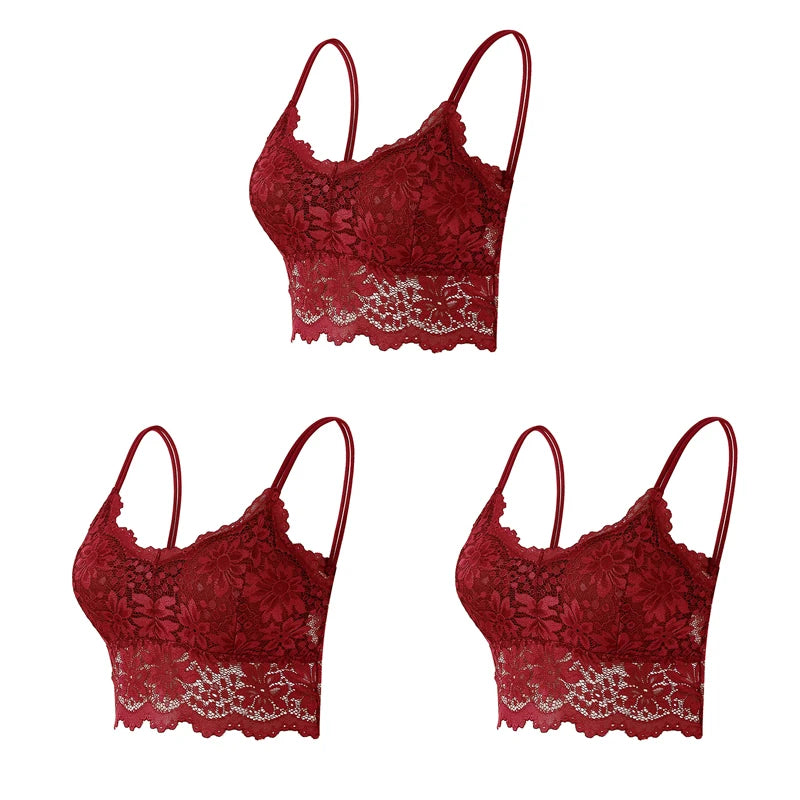 Women's Lace Bras Top Comfortable Bralette Solid Color - Visuel 10 | SAMAG