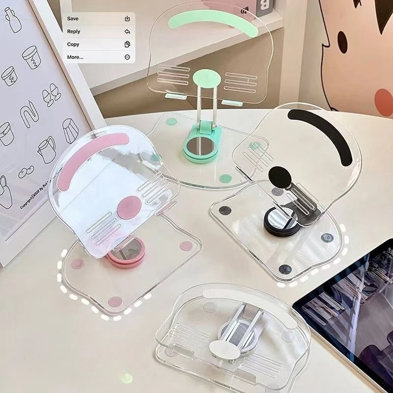 New Transparent Acrylic Tablet Stand, Foldable, Rotatable, Height-Adjustable, Multifunctional Desktop Non-Slip Tablet Support