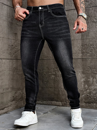 Men Jeans Denim Pants Clothing Trousers Casual Black | SAMAG