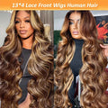 Honey Blonde Ombre Highlight Body Wave Lace Front Human Hair Wigs Pre Plucked Glueless Straight Deep Wave Frontal Wigs For Woman On Clearance Sale
