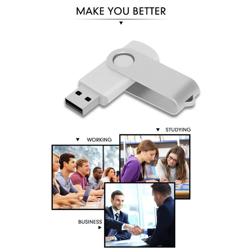 флешка USB 32GB Flash Drive 16 Giga Memory Stick Metal Jump Drive Swivel Pendrive Portable 64 128 GB Cle USB 2.0 Pen Drives