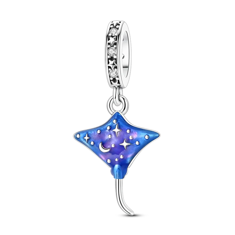 925 Sterling Silver Ocean Theme Charm Beads For Women Blue Wave Dolphin Seashell Compatible Summer Beach Vacation Jewelry
