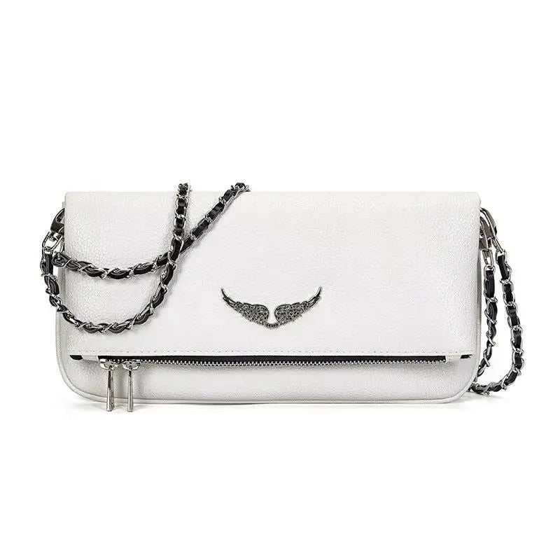 French-style exquisite one-shoulder women's bag, Spanish diamond chain fashion messenger bag, women's wing envelope bag