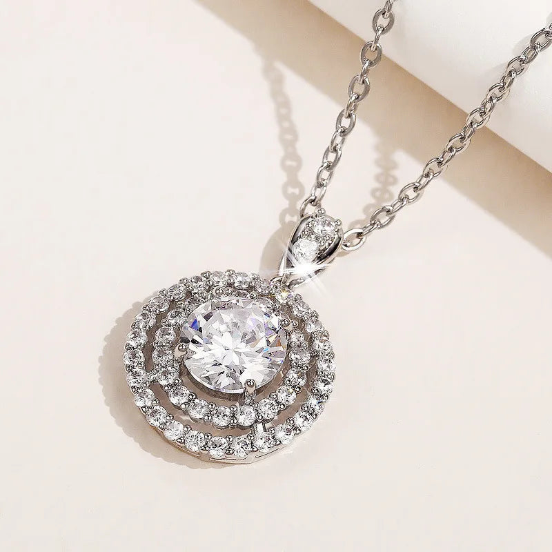 925 Sterling Silver 18k Gold Plated Necklace Single Sparkling Zircon Clavicle Chain for Women Wedding Jewelry collares