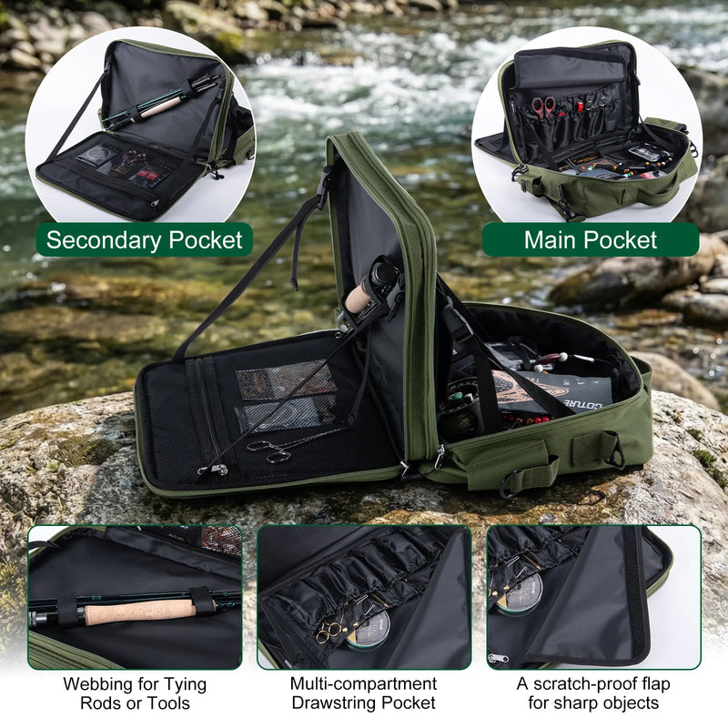 Goture Portable Complete Fly Fishing Rods Set 8-sections 9FT Fly Rod Reel Line Hooks Accessory Combo Full Fly Fising Rod Kit