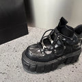 2025 Summer New Spanish Ladies Retro Contrasting Color Punk Style Muffin Heightening Platform Shoes Rock Motorcycle Boots Women
