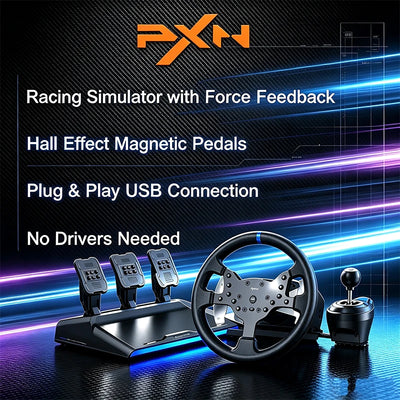 PXN V99 300mm Racing Wheel, Hall Effect Pedals, App | SAMAG