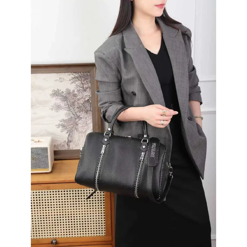 2026 New Style Fashion ZV Women's Boston Bag - Stud Handle Crossbody Bag - Pillow Bag - With Wing  LOGO
