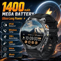 Newly Durable 1400mAh Large Battery Men Smart Watch 1.7" HD Screen IP68 Waterproof LED Flashlight Sport BT Call Smart Bracelet