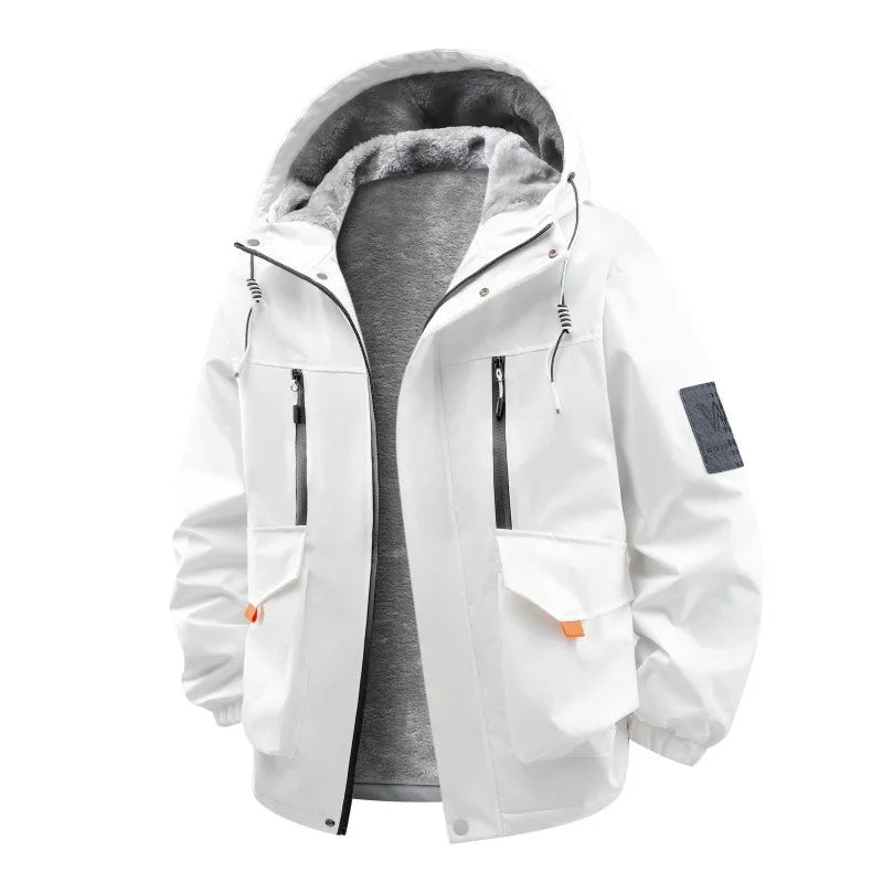 Winter Hooded Parka Coat Men Fleece Lined Windproof Quilted Coats Man Outwear Clothing Thick Warm Padded Jackets Couple Parkas