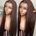 Chocolate Brown Body Wave Lace Front Wig Human Hair 220 Density Frontal Lace Wigs 30 Inch 13x6 HD Transparent Lace Human Wigs