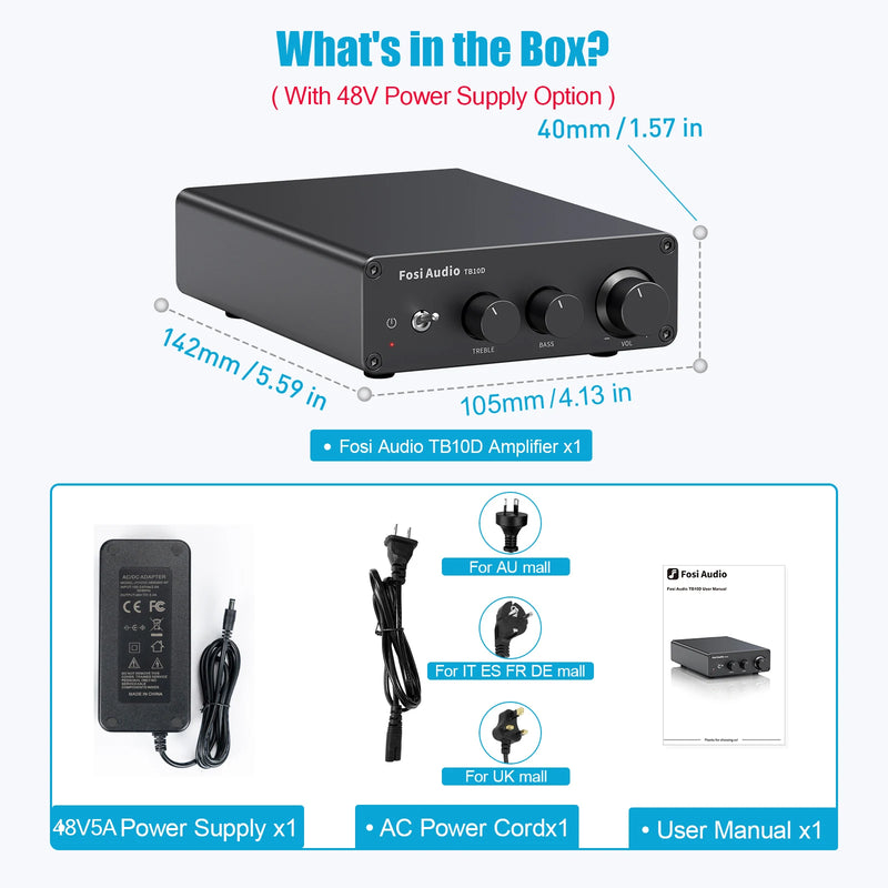 Fosi Audio Upgrade 600W Digtal HiFi Sound Power Amplifier TPA3255 Class D Stereo Amp With Treble & Bass For Home Theater Speaker