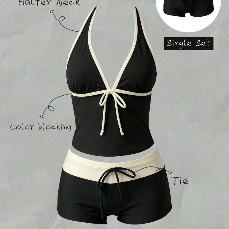 Women Bikinis Set Vintage Striped Floral Tankini Swimsuit | SAMAG