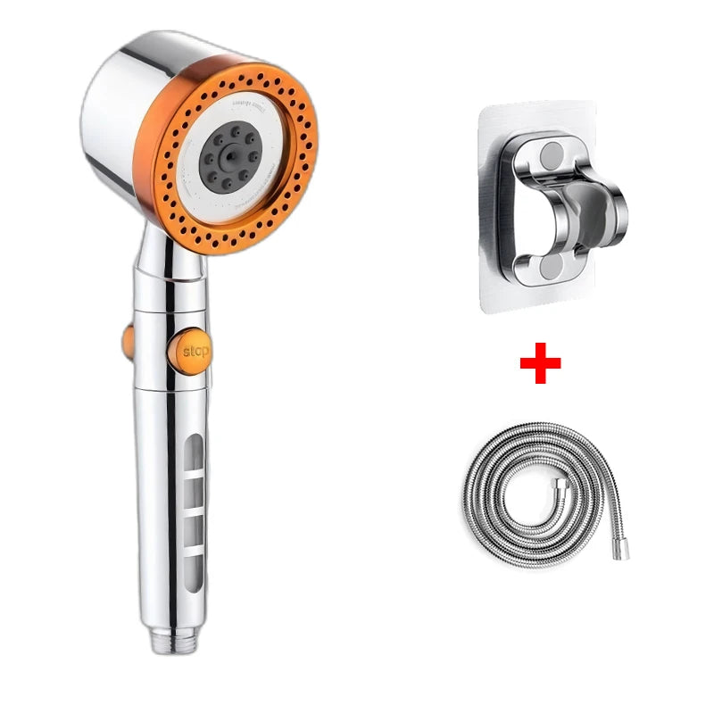 5 Spray ABS Portable Shower Head High Pressure Large Flow Spa Filtered Shower Heads with Stop Button Universal Bathroom Nozzle