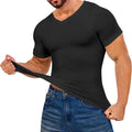 Men's Body Shaper Compression Tank Tops V-Neck Short Sleeved Slimming Undershirt Workout Abs Abdomen Tummy Control Shapewear