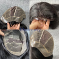 Natural Black Color 150% Density  Breathable Lace in the Center with Knotted Pu around Human Hair Wigs For Women Long Women Wig