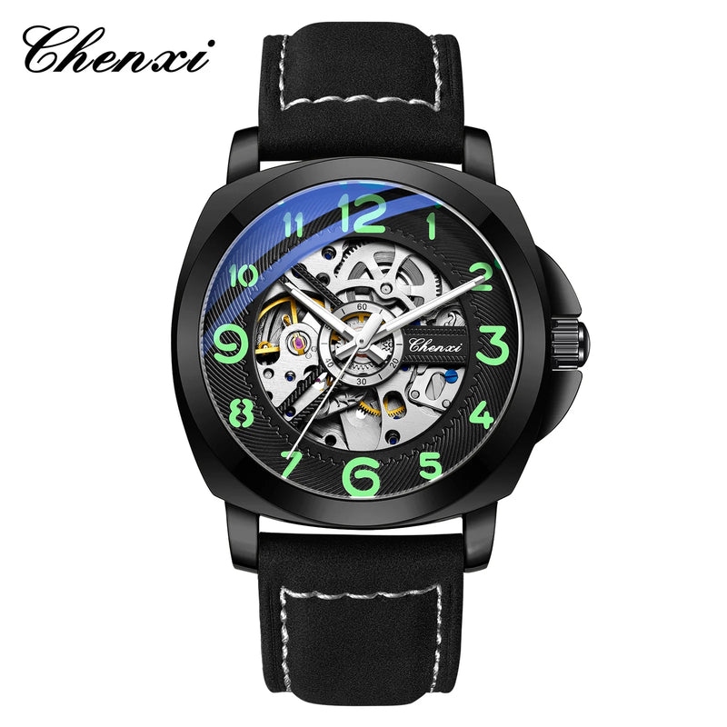 CHENXI Original Skeleton Mechanical Man Watches Luxury Men's Automatic Watch	Leather Strap Fashion Business Wristwatch Gift